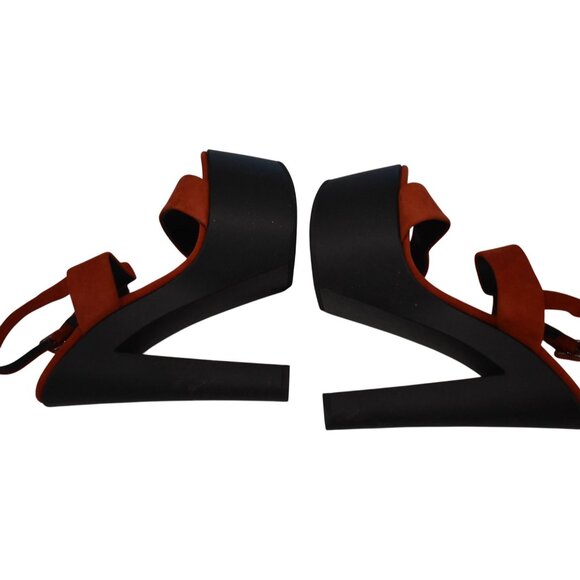 Women's Designer Giuseppe Zanotti Red Suede Platform Chunky High Heel Size 37/7 - Picture 5 of 11